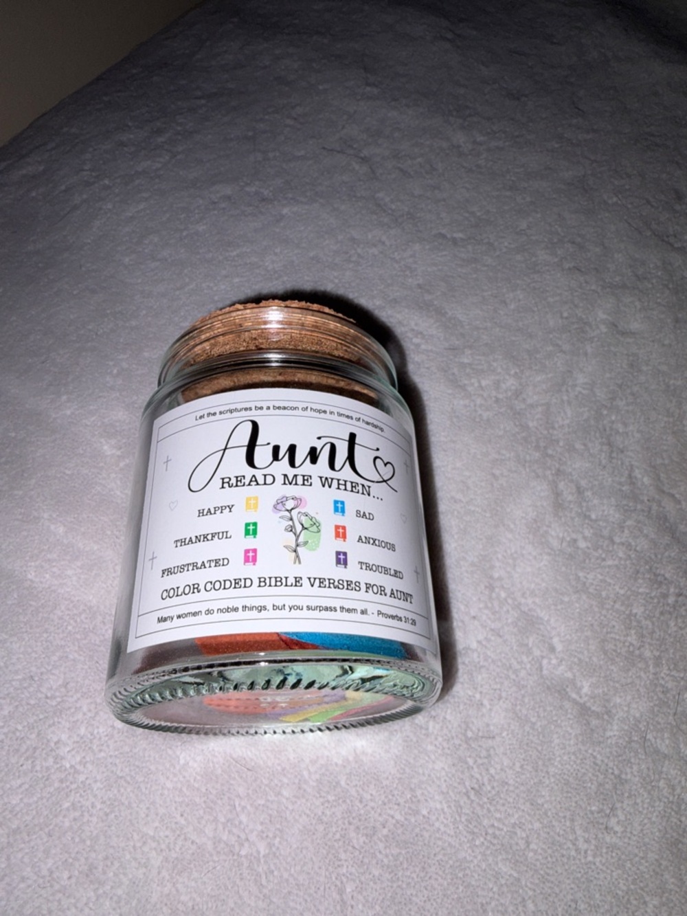 Aunt Read Me When... Inspirational Scripture Jar with Colorful Tabs - Picture 8 of 8